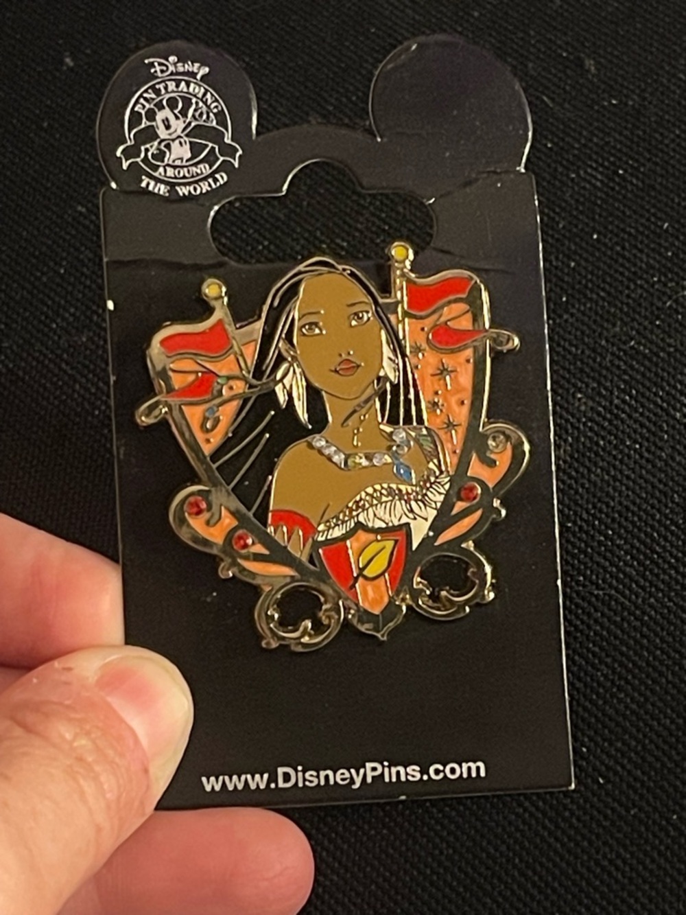 Disney Enamel Pendant - Red & Gold Pocohontas Portrait